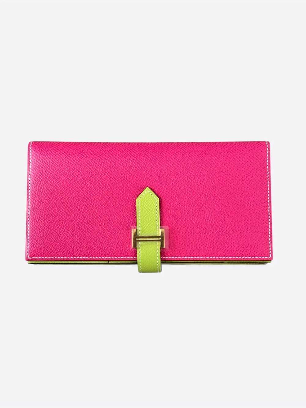 Hermes special order Pink & Lime Green Epsom Bearn Wallet